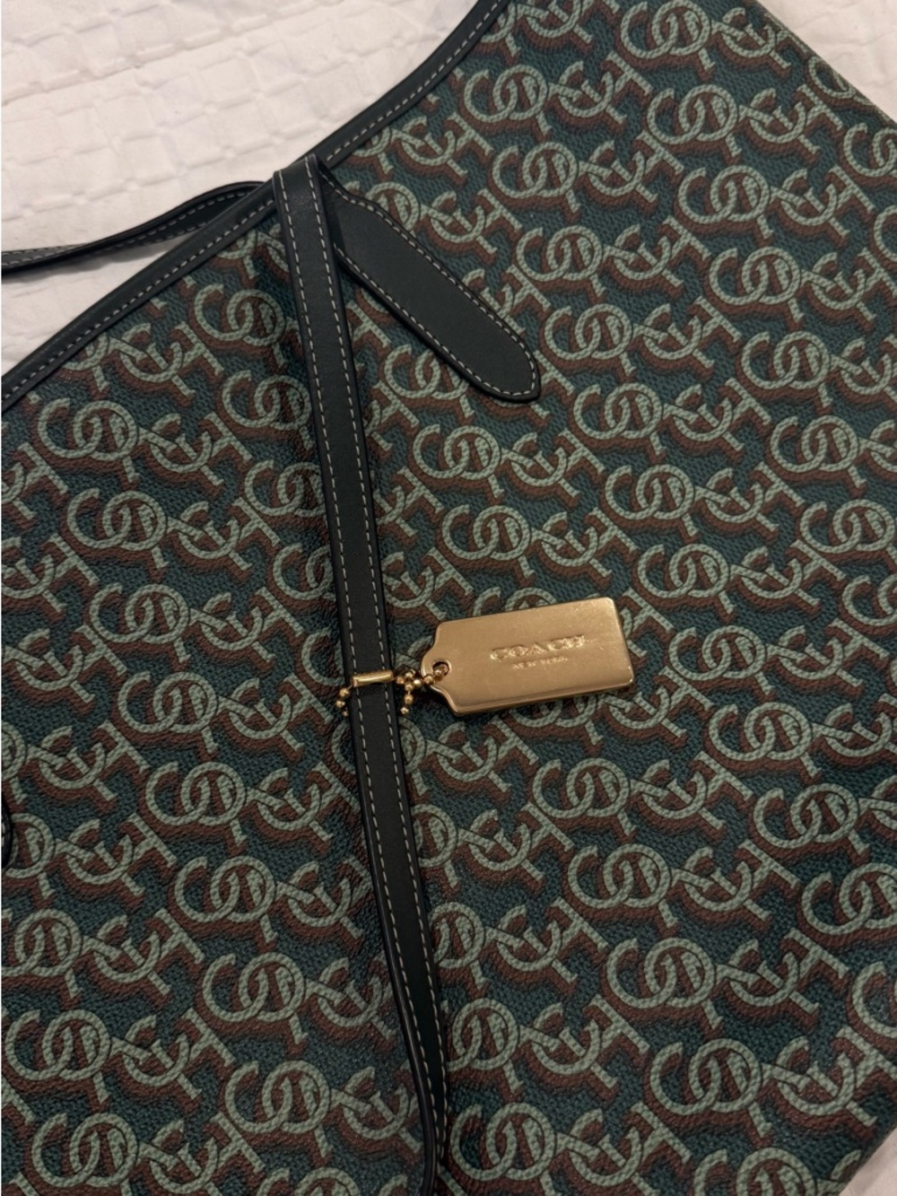 COACH City Tote in Green Monogram